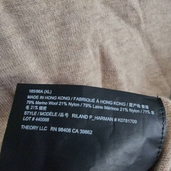 Theory Merino Wool Blend Mens Sweater SZ XL Beige - Picture 2 of 4